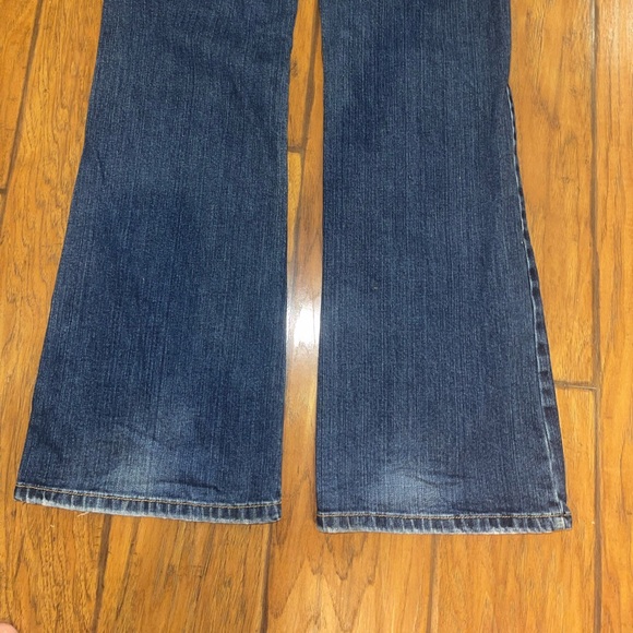 American Eagle Outfitters Dark Blue LOW RISE Flare Jeans Y2K woman’s 10 LONG - Picture 3 of 8